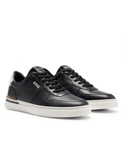 Baskets lacets avec tige en cuir logot et semelle cupsole BOSS