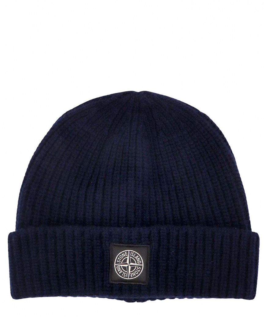 Bonnet en laine avec logo Stone Island pour Homme