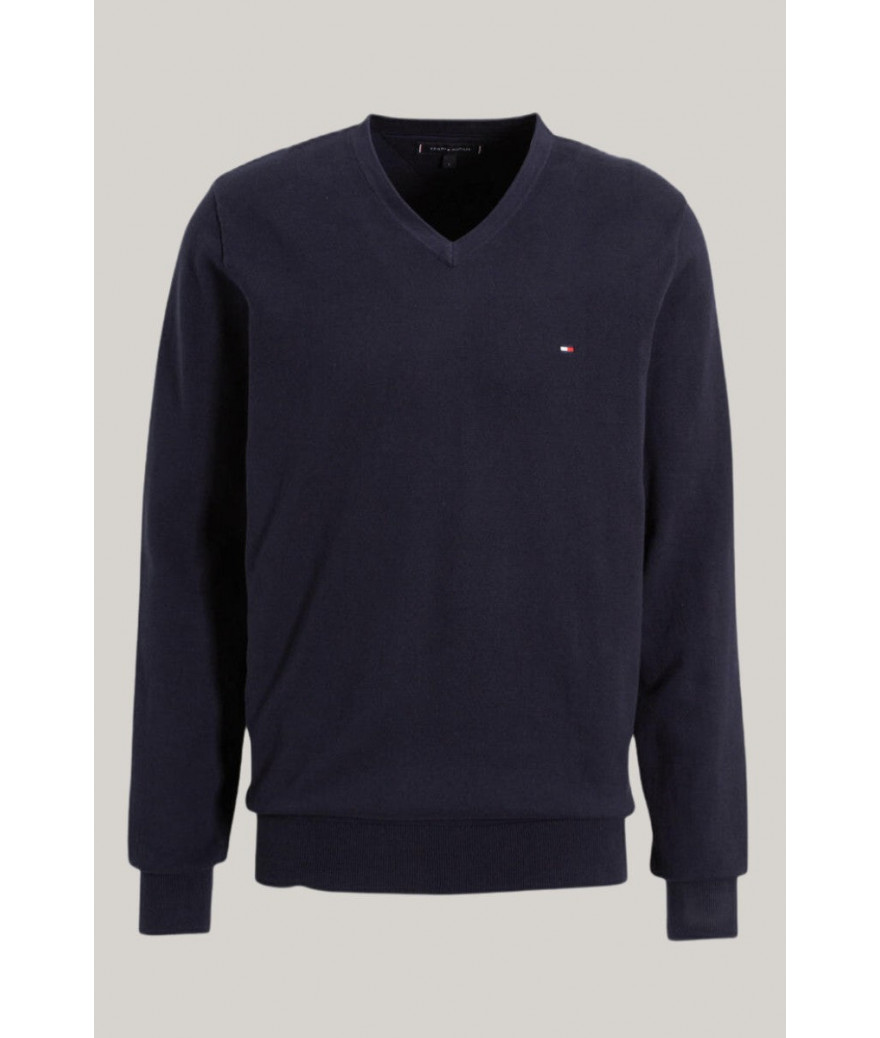 Pull encolure en V Tommy Hilfiger, coupe regular, 100% coton.